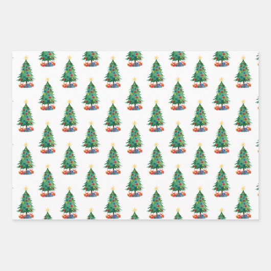 Three Christmas Trees and Gifts Patterns Inpakpapier Vel (Voorkant 2)