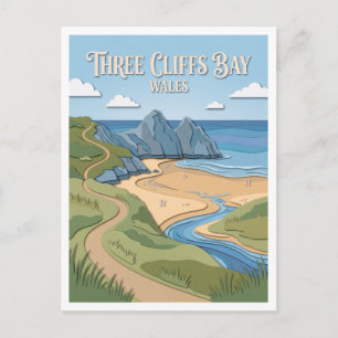 Three Cliffs Bay Southgate Wales Briefkaart