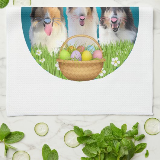 Three Collie Bunny Theedoek (Gevouwen)