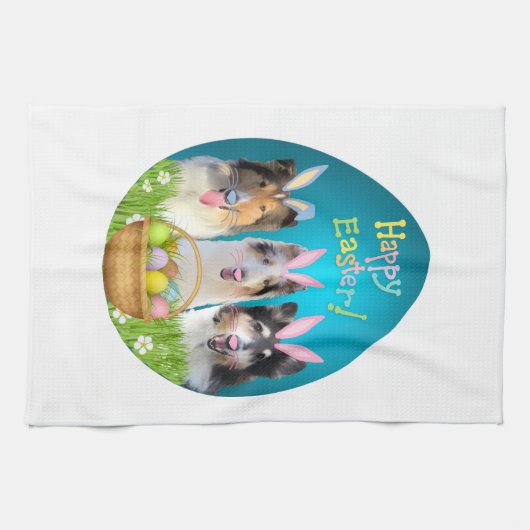 Three Collie Bunny Theedoek (Horizontaal)