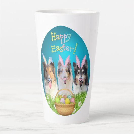 Three Collie Easter latte mug Mok (Voorkant)