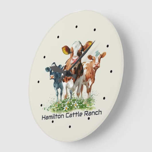 Three Cows Humorous Personalized  Grote Klok (Hoek)