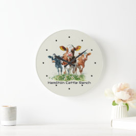 Three Cows Humorous Personalized  Grote Klok