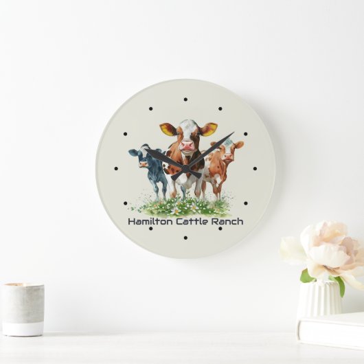 Three Cows Humorous Personalized  Grote Klok (Huis)