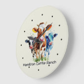 Three Cows Humorous Personalized Grote Klok (Hoek)