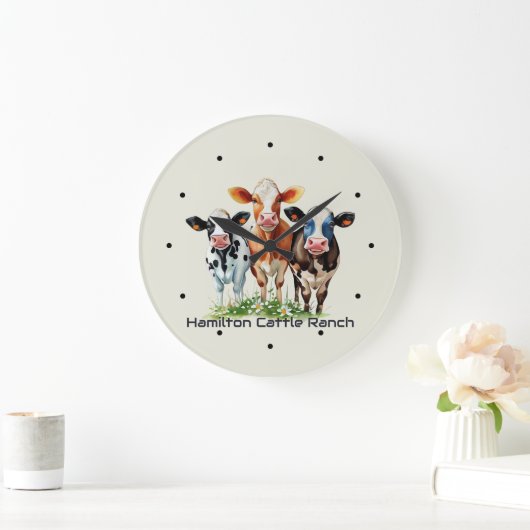 Three Cows Humorous Personalized  Grote Klok (Huis)