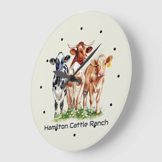 Three Cows Humorous Personalized Grote Klok (Hoek)
