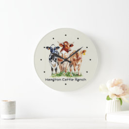 Three Cows Humorous Personalized  Grote Klok
