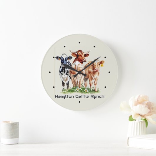 Three Cows Humorous Personalized Grote Klok (Huis)