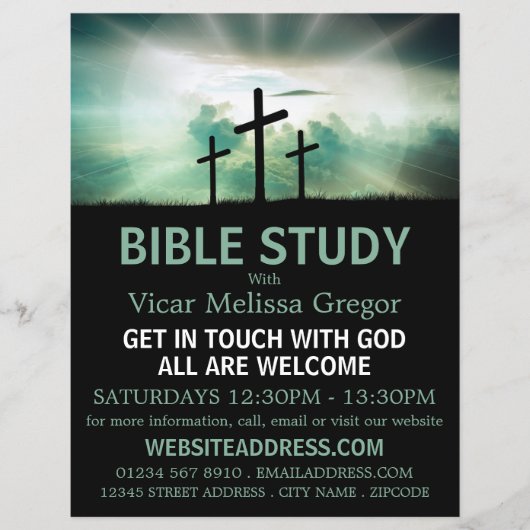 Three Crosses, Christian Bible Class Advertising Flyer (Voorkant)