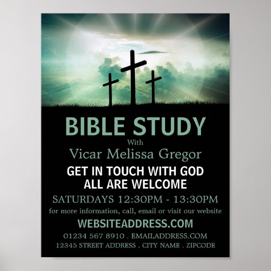 Three Crosses, Christian Bible Class Advertising Poster (Voorkant)