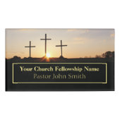 Three Crosses Sunrise Kerk Pastor Naambadge (Voorkant)