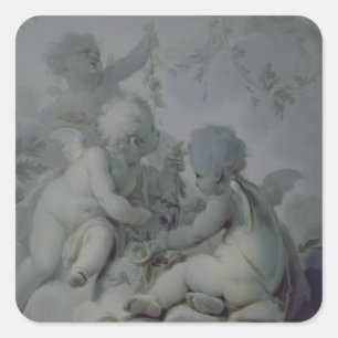 Three Cupids, c.1775 Vierkante Sticker