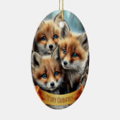 Three Cute Fox Cubs in Forest Keramisch Ornament (Rechts)