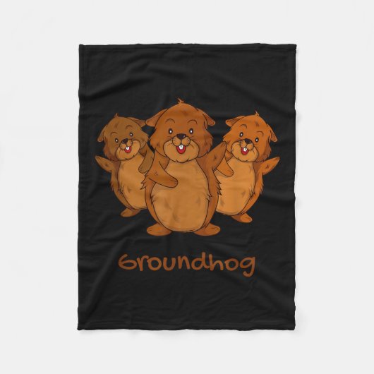 Three Cute Groundhogs Funny Woodchuck &amp; Ground Fleece Deken (Voorkant)