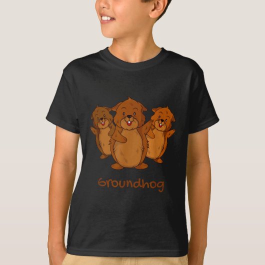 Three Cute Groundhogs Funny Woodchuck &amp; Ground T-shirt (Voorkant)