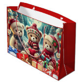 Three Cute Teddy Bears Merry Christmas Groot Cadeauzakje (Achterkant Gekanteld)