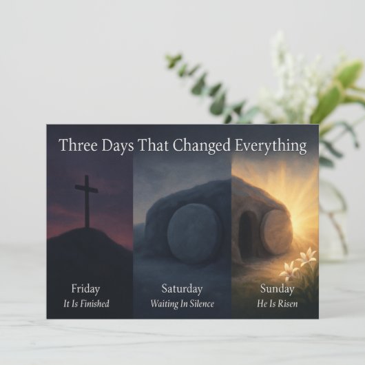 Three Days That Changed Everything Easter Card Feestdagenkaart (Staand voorkant)