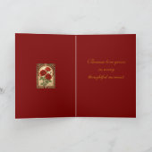Three Deep Red Roses Art Nouveau Style Kaart (Binnen)