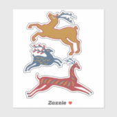 Three Deers American Folk Art Sticker (Vel)