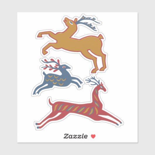 Three Deers American Folk Art Sticker (Vel)