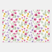 Three Different Yellow, Pink, Purple Floral  Inpakpapier Vel (Voorkant 3)
