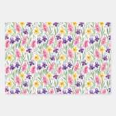 Three Different Yellow, Pink, Purple Floral  Inpakpapier Vel (Voorkant)