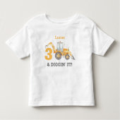 Three & Diggin' IT Construction naam 3e verjaardag Kinder Shirts (Voorkant)