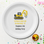 Three & Digging it Bouw 3e Verjaardagsfeest Papieren Bordje