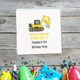 Three & Digging it bouw 3e verjaardagsfeestje Servet