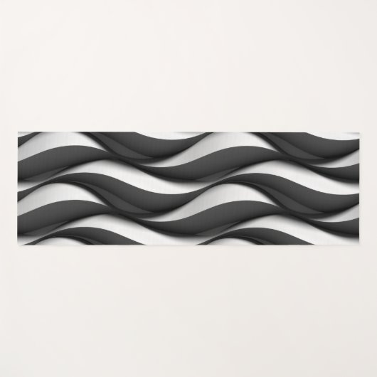 Three Dimensional Black and White Wave Pattern Yogamat (Voorkant (horizontaal))