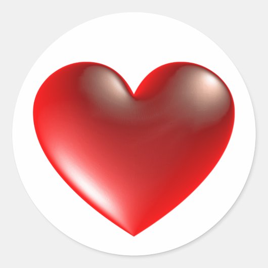 Three Dimensional Style Heart Symbol Red Ronde Sticker (Voorkant)