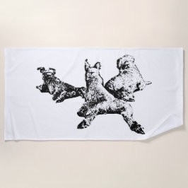 Three Dogs Beach Towel – Lying Dog Trio in Ink Strandlaken