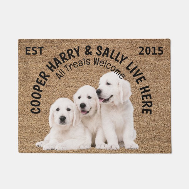 Three Dogs gepersonaliseerd Hondenliefhebber Deurmat (Voorkant)