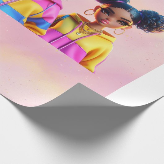 three doll wrapping paper cadeaupapier (Hoek)