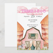 Three-e-i-e-i-o Birthday Invitation Kaart (Voorkant / Achterkant)