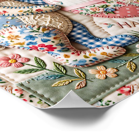 Three Easter Bunny Quilted Look Poster (Hoek)