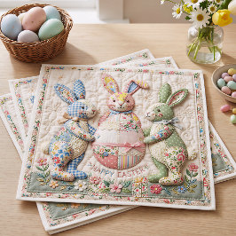 Three Easter Bunny Quilted Look Servet