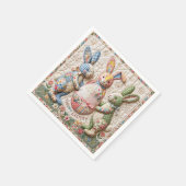 Three Easter Bunny Quilted Look Servet (Hoek)