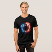 Three Elemental Wolves Under Full Moon Tri-Blend Shirt (Voorkant volledig)