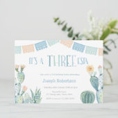 Three-esta - Mexicaans Fiesta Jongen 3e Verjaardag Kaart (Staand voorkant)