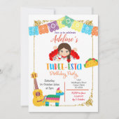 Three-esta Mexican Girl Verjaardag Uitnodiging (Voorkant)