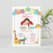 Three-esta Mexican Girl Verjaardag Uitnodiging (Staand voorkant)