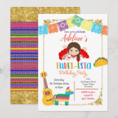 Three-esta Mexican Girl Verjaardag Uitnodiging (Voorkant / Achterkant)