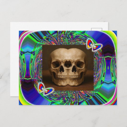 Three eyed alien skull briefkaart (Voorkant / Achterkant)