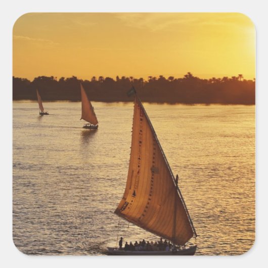 Three falukas with sightseers on Nile River at Vierkante Sticker (Voorkant)