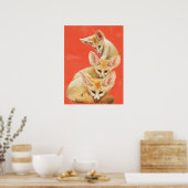 Three Fennec Fox Kits Poster (Keuken)