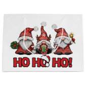 Three Festive Gnomes Christmas Gift Bag Groot Cadeauzakje (Voorkant)
