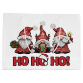 Three Festive Gnomes Christmas Gift Bag Groot Cadeauzakje (Achterkant)