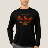 Three Fire Horses Fiery Stallion Zodiac Design Tri-Blend Shirt (Voorkant volledig)